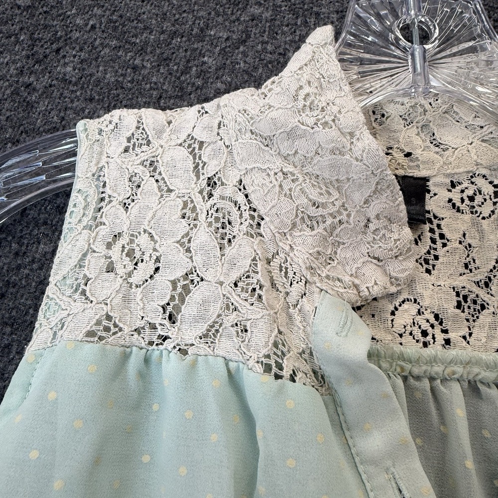 Heart Soul Sheer Top Romantic Blouse Green Gold Coquette Lace Crochet Fairy Sz S - Picture 13 of 16